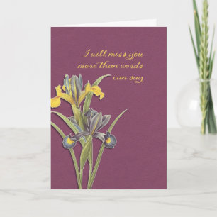 Cartão Sentirei sua falta, hospital, tchau final