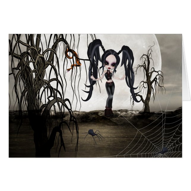 Cartão Sepia Gótico Girl (Frente Horizontal)