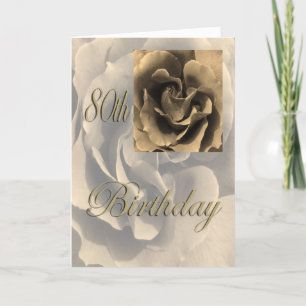 Cartão Sepia Rose Happy 80th Birthday