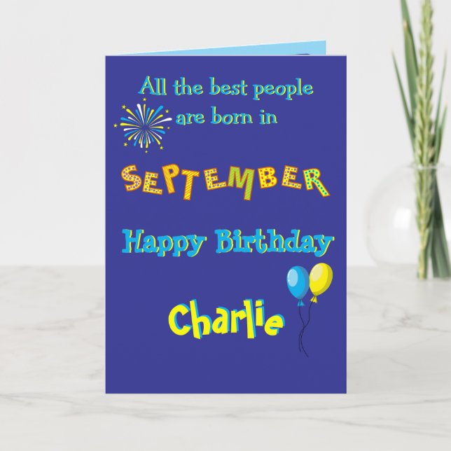 Cartão September Birthday Folded Greeting Card (Frente)