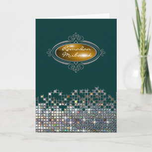 Cartão Sequin elegante Ramadan Mubarak