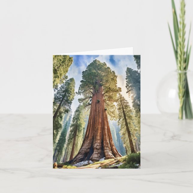 Cartão Sequoia National Park California Watercolor (Frente)