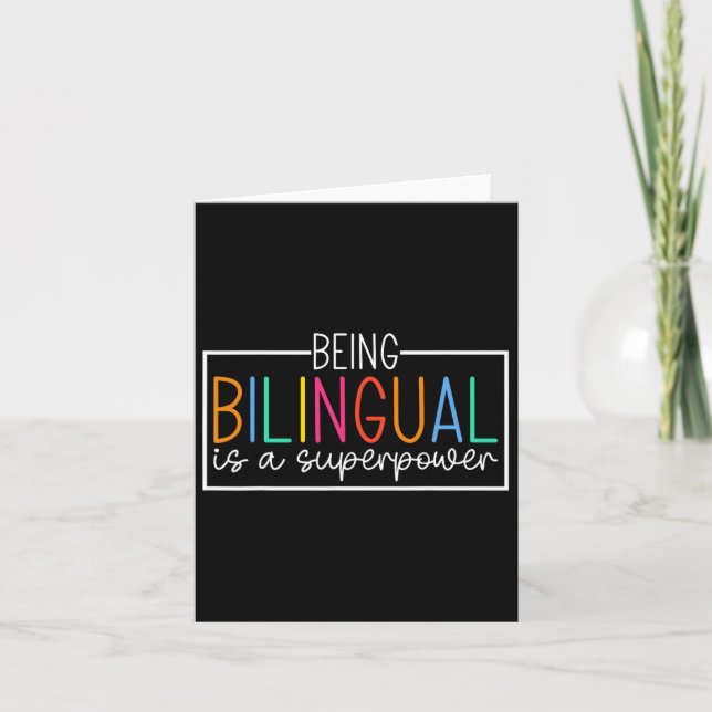 Cartão Ser Bilingue É Um Superpoder Diversão de Volta às  (Frente)