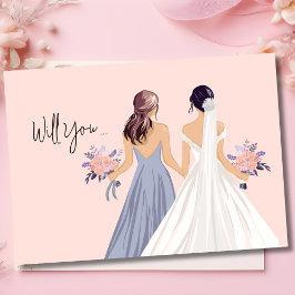 Cartão Será A Minha Madrinha de casamento? Noiva com Madr