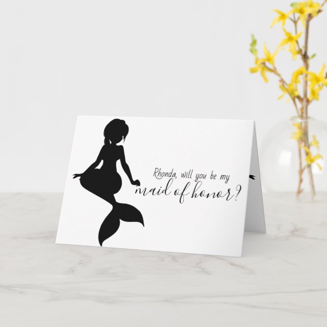 Cartão Sereia Casamento Você Será Minha Madrinha de casam (Flor Amarela)