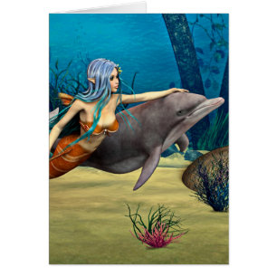Cartão Sereia com golfinho