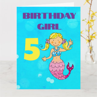 Cartão Sereia de Cabelo Loiro Personalizado Aniversário d