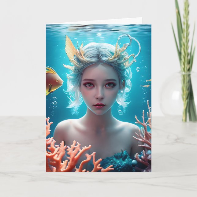 Cartão Sereia de Feliz Aniversário Personalizada (Frente)