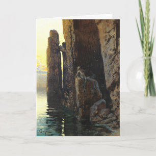 Cartão Sereia do Mar Costeiro Bare e Desejos de Escondida