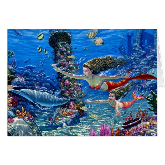 Cartão sereia mãe e bebê (Frente Horizontal)