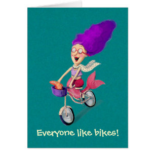 Cartão Sereia na bicicleta