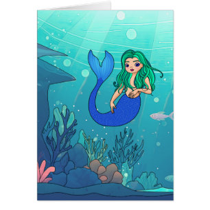 Cartão Sereia - Placa de arte de 5" x 7"