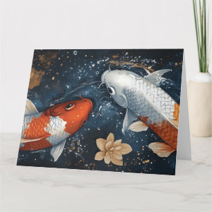 Cartão Serene Koi Fish com Flores de Lotus