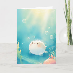 Cartão Serene Pufferfish Derrubando Recifes De Coral