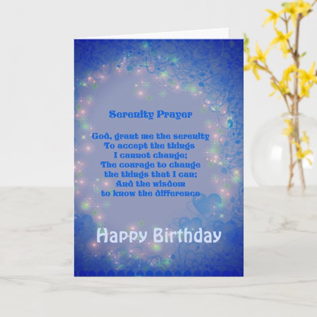 Cartão Serenity Prayer Blue Hearts Birthday Card (Flor Amarela)
