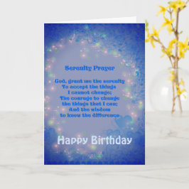 Cartão Serenity Prayer Blue Hearts Birthday Card