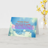 Serenity Prayer Blue Sky Personalizado Aniversário