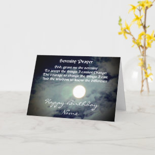 Cartão Serenity Prayer Full Moon Personalizado Aniversári