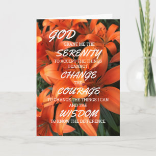 Cartão Serenity Prayer Orange Floral Foto
