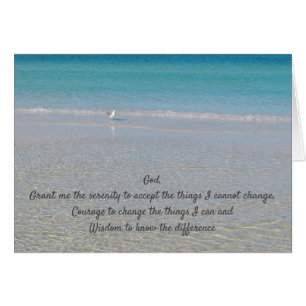 Cartão Serenity Prayer Sea Gull e Praia