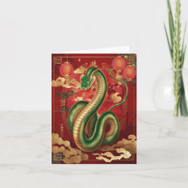 Cartão Serpente do Ano Novo Chinês Oriental