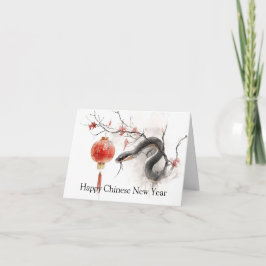 Cartão Serpente do Ano Novo Chinês Oriental