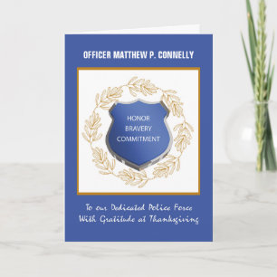 Cartão Serviço de Polícia Ação de Graças Obrigado Wreath
