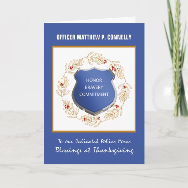 Cartão Serviço Policial Bênçãos Religiosas Ação de Graças (Frente)