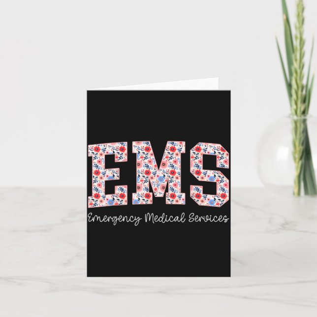 Cartão Serviços Médicos de Emergência Floral Ems Emt Wild (Frente)