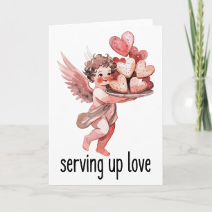 Cartão Servindo Amor San Valentin Querubim Antigo Coração