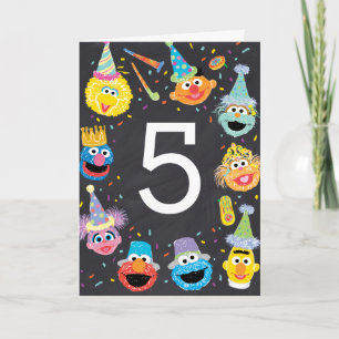 Cartão Sesame Street Confetti Feliz Aniversário do 5