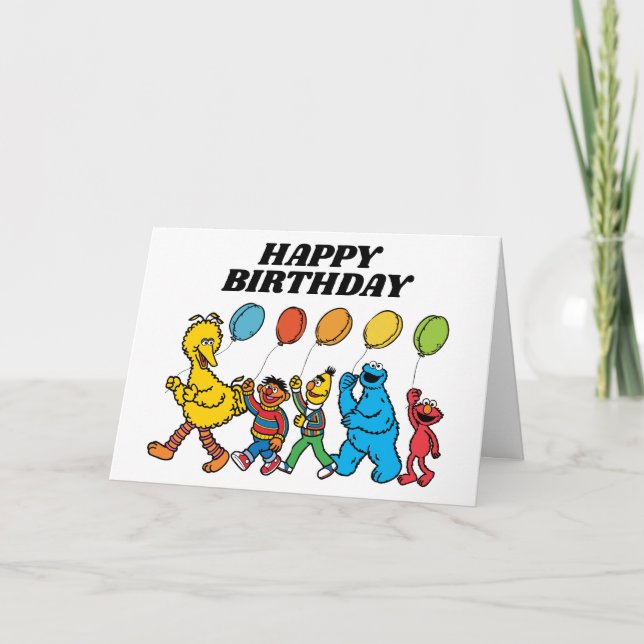 Cartão Sesame Street Pals Balões Aniversário (Frente)