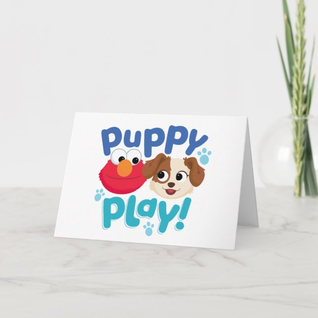 Cartão Sesame Street | Puppy Play Elmo & Tango (Frente)