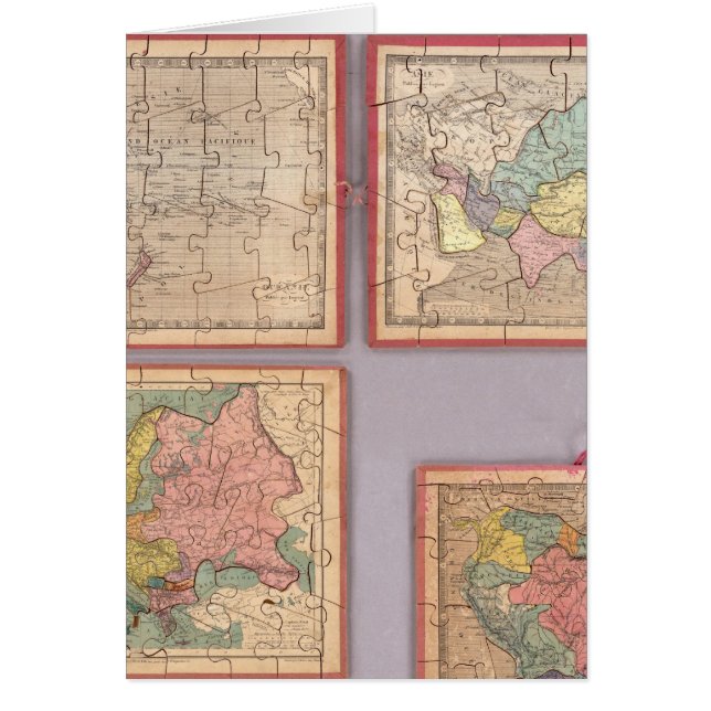Cartão Sete Mapas Quebra-cabeça do Mundo (Frente)