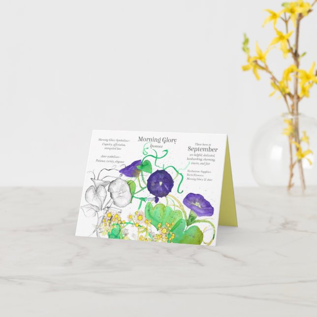 Cartão Setembro Aniversário da Manhã Glória Aster Mês de  (Flor Amarela)