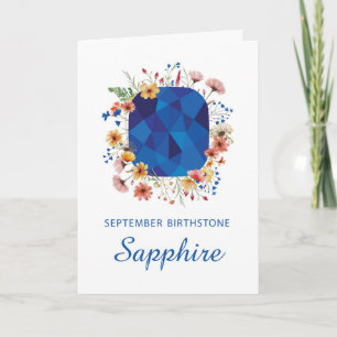Cartão Setembro Sapphire Birthstone Birthstone Birthday