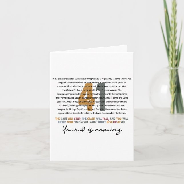 Cartão Seu 41 Está Vindo Deus Faith Christian (Frente)