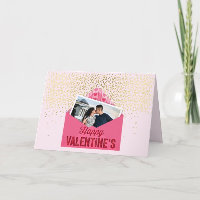 Cartão Seu Dia de os namorados de fotos primeiro beije pa (Frente)