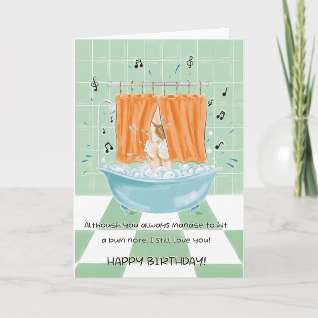 Cartão Seu Engraçado Humor Cantando No Aniversário Do Chá (Frente)
