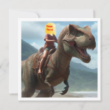 Seu filho andando de T-rex, coloque meu rosto no c