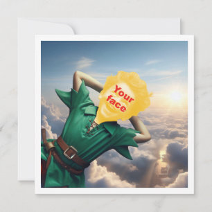 Cartão Seu filho como Peter Pan voando alto, conto de fad