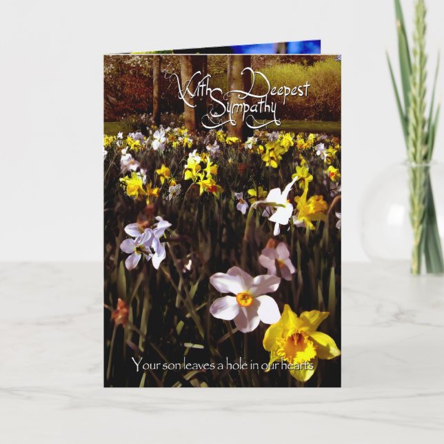 Cartão Seu filho deixa um furo em nossos corações, (Frente)