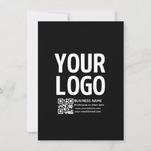 Cartão Seu logotipo c/ código QR editável & Texto