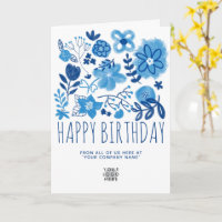 Seu Marinho de logotipo Flores Azuis Feliz Anivers