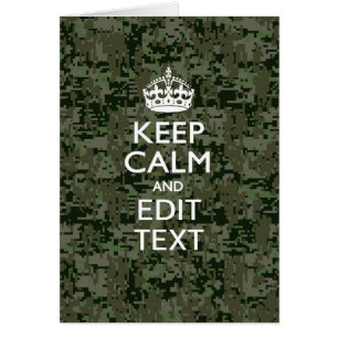 Cartão Seu próprio texto Camo digital Woodland mantenha-s