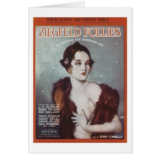 Cartão Seu Sunny Southern Sorri Ziegfeld Follies Songbook (Frente)