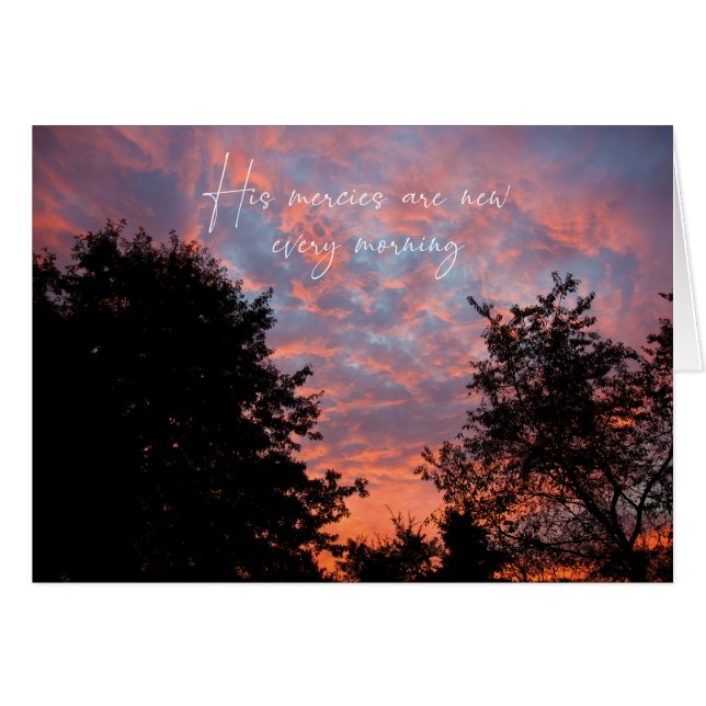 Cartão Seus compaixões são novos todas as manhãs, nota Pa (Frente horizontal)