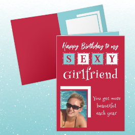 Cartão Sexy namorada adiciona foto azul-vermelha