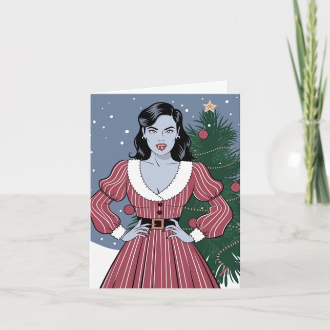 Cartão Sexy Vampire Lady Christmas (Frente)