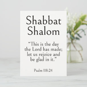 Cartão Shabbat Shalom Escritura, Salmo 118:24, Arte Moder